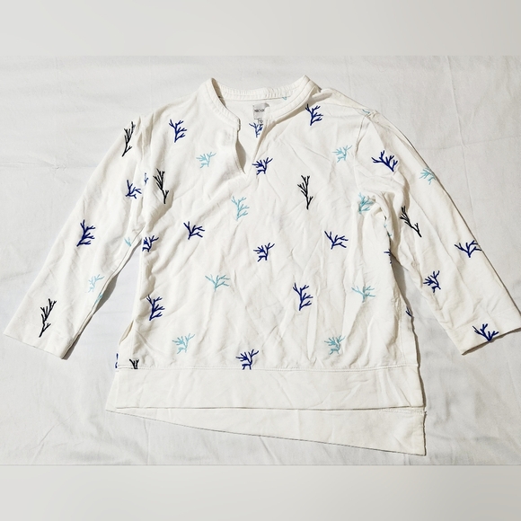 NIC + ZOE Asymetrical 3/4 Sleeve Coral Blouse Size S - Picture 2 of 7